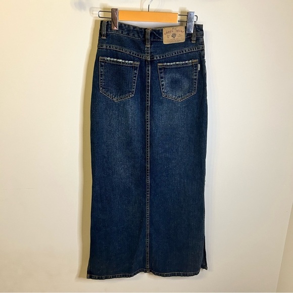 Karen Denim | 5 pocket Maxi Skirt w/ side slits| Medium wash Denim | Size Small - Picture 4 of 8